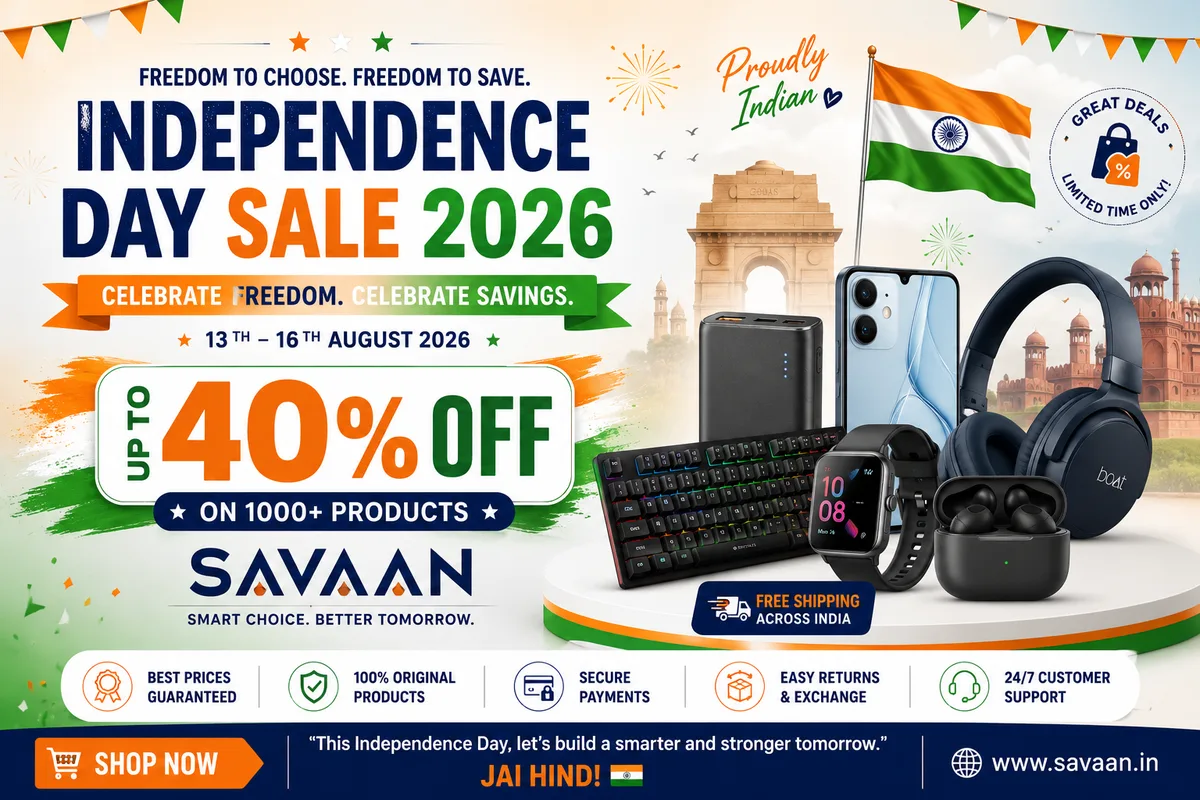 Independence Day Sale 2026 — Up to 40% OFF on SAVAAN 🇮🇳
