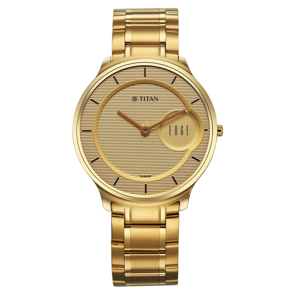 Titan Edge Golden Dial Stainless Steel Strap Watch for Men - Buy in Visakhapatnam
