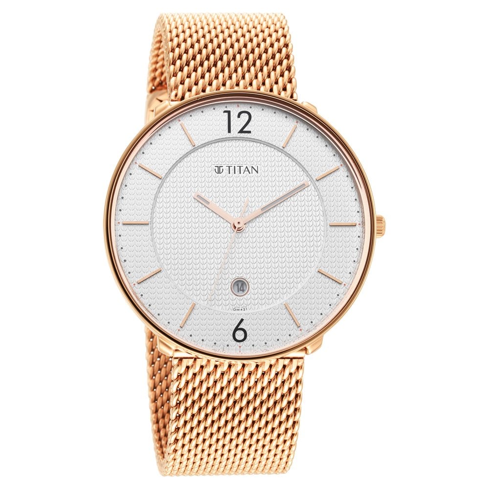 Titan Quartz Silver Dial Rose Gold Stainless Steel Watch for Men - Buy in Visakhapatnam