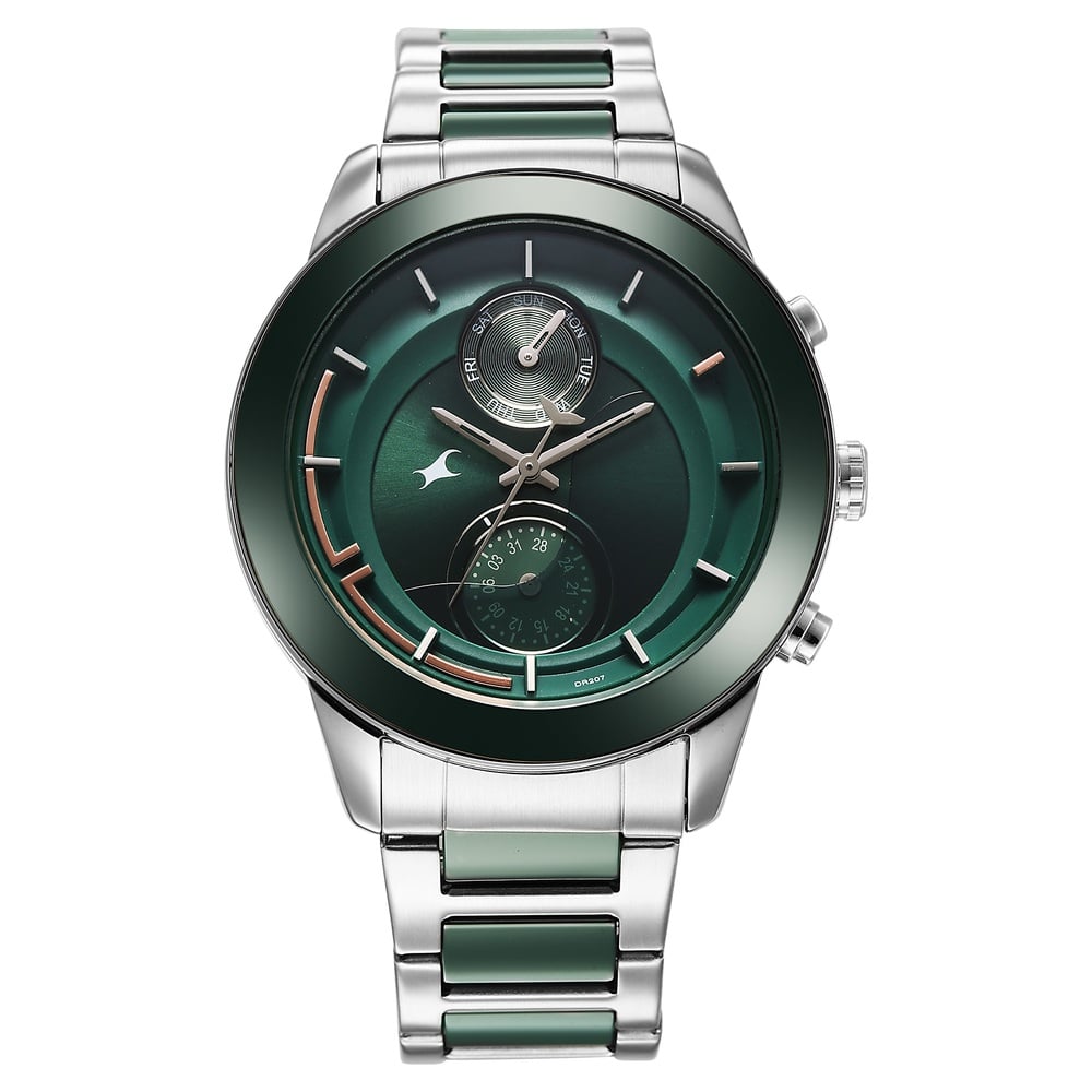 Fastrack Oceanyx Green Dial Multifunction Metal Watch for Men
