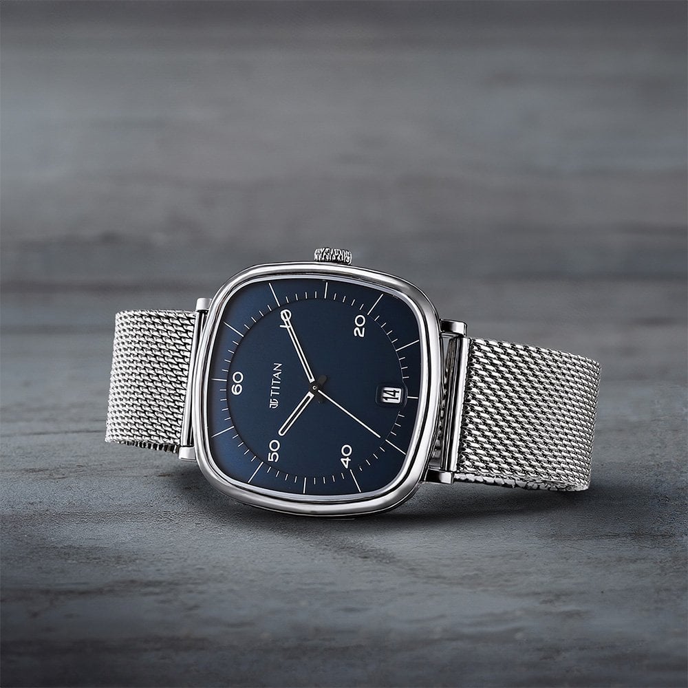 Titan Neo Curve Analog Watch for Men with Blue Dial & Date
