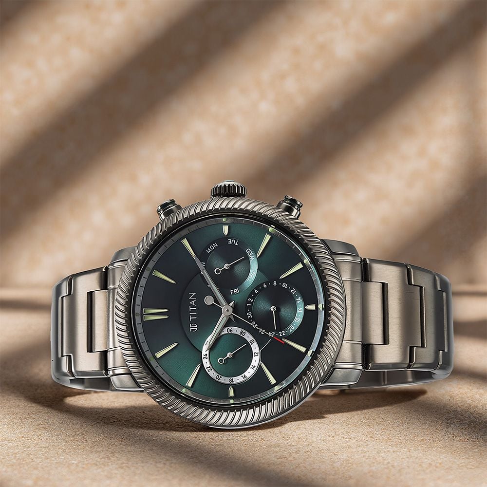 Titan Stellar Quartz Multifunction Green Dial Watch for Men